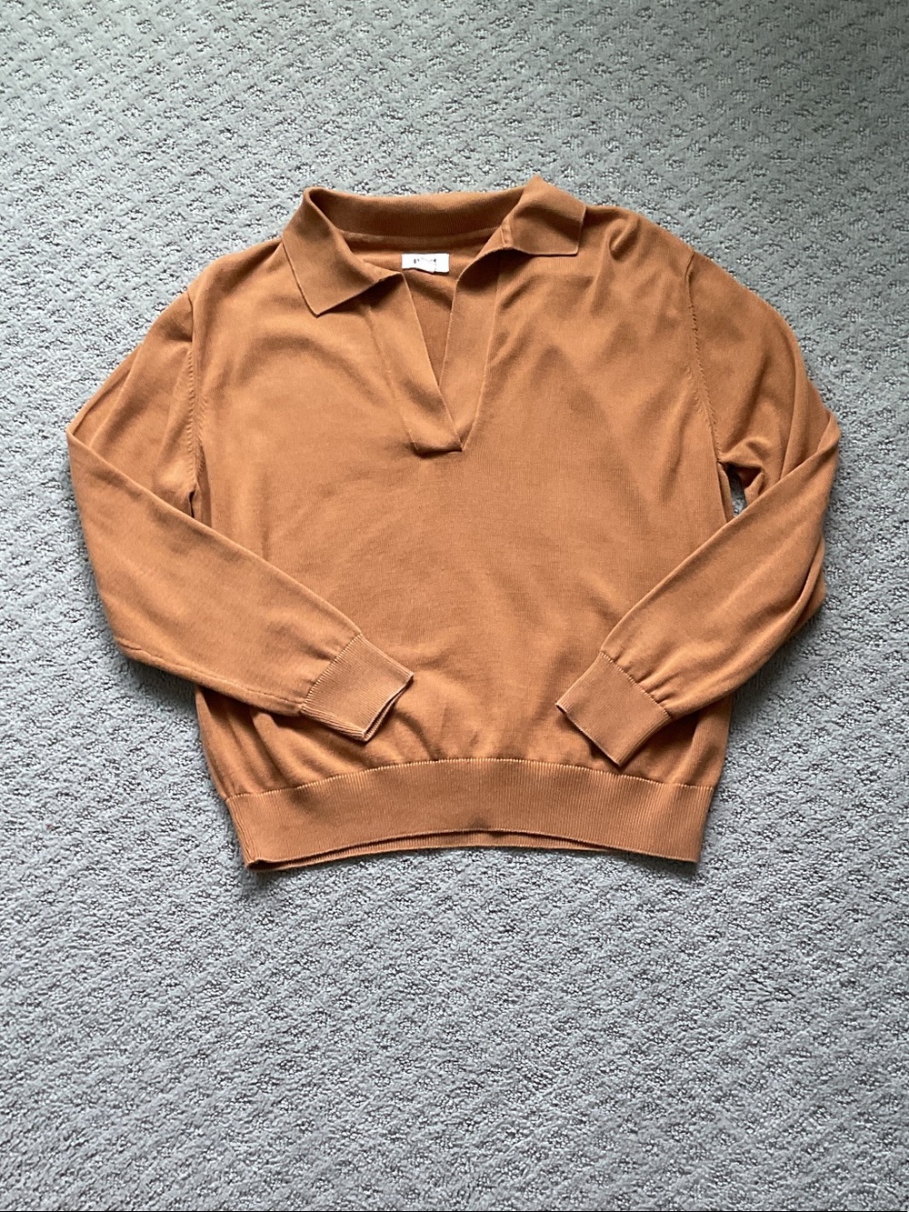 Collared V-Neck Pullover Sweater - Caramel Brown 0439